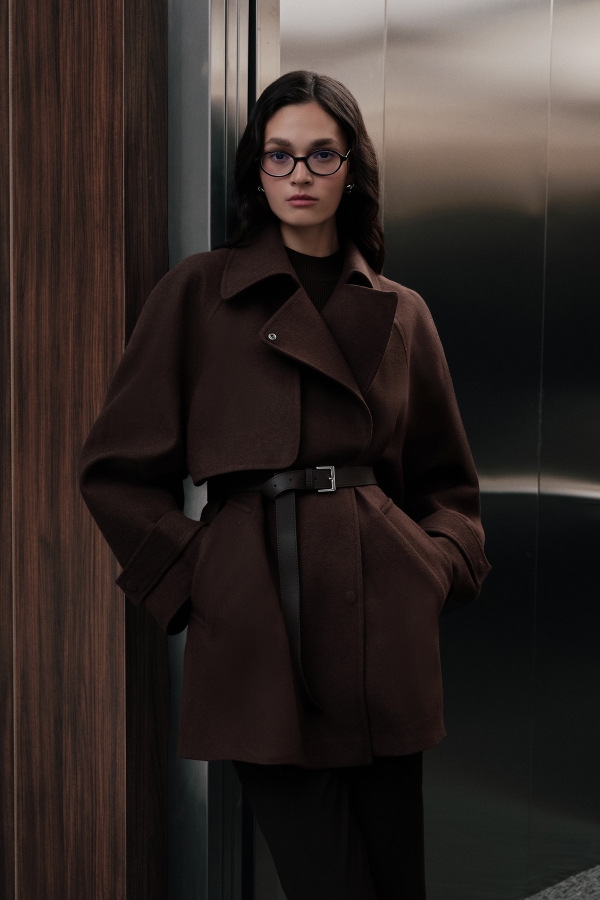 MANUKA - MARI DOUBLE TRENCH COAT BROWN
