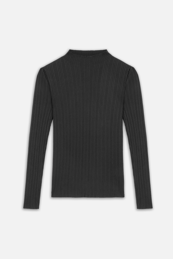 Manuka - HIGH COLLAR KNITWEAR BLOUSE ANTHRACITE (1)