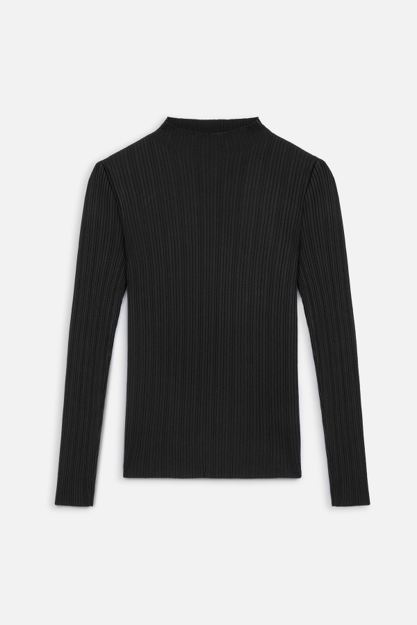 Manuka - HIGH COLLAR KNITWEAR BLOUSE BLACK (1)