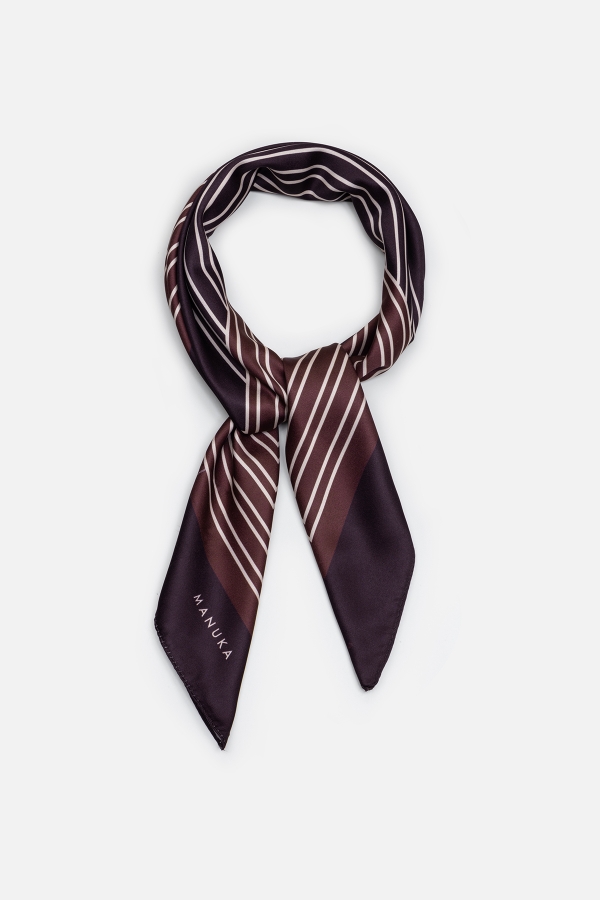 Manuka - PATTERNED SATIN NECK SCARF CLASSIC- CLARET RED (1)