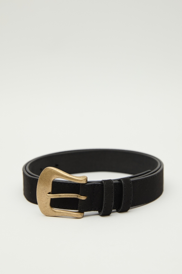 Manuka - SUEDE LEATHER BUCKLE BELT BLACK (1)