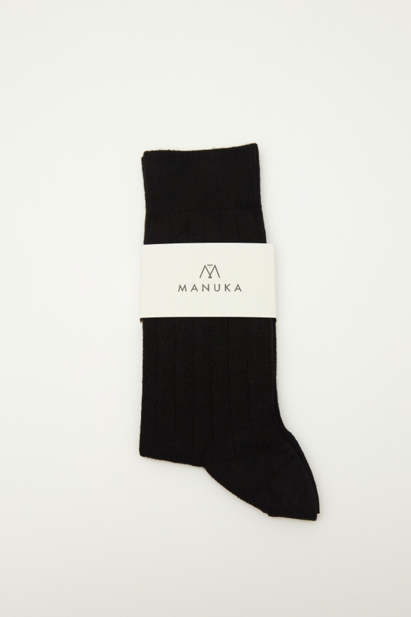 Manuka - CLASSIC RUBED SOCKS BLACK (1)
