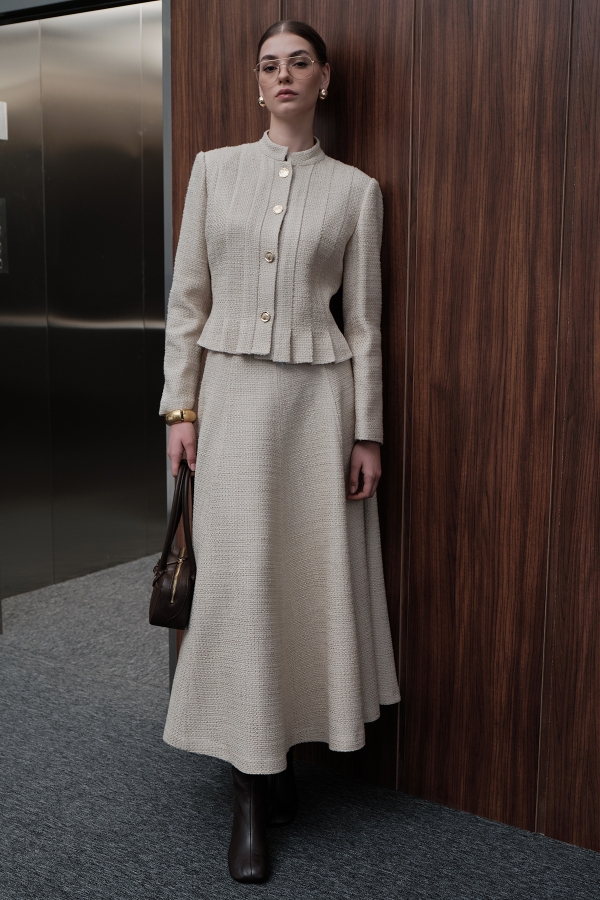 Manuka - TEXTURED BUTTON JACKET BEIGE