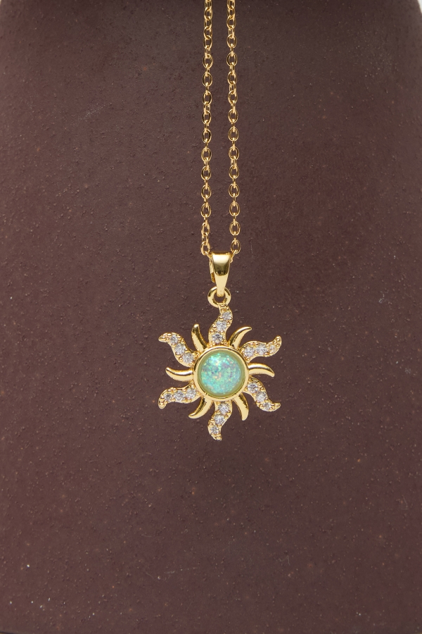 MANUKA - OPAL STONE SUN NECKLACE MINT (1)