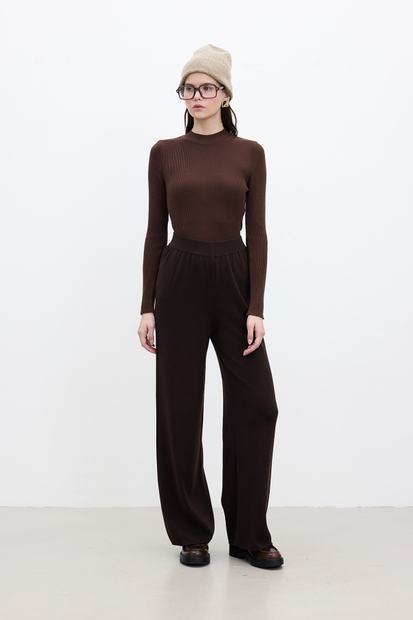 Manuka - STRAIGHT LEG KNIT TROUSERS BROWN (1)