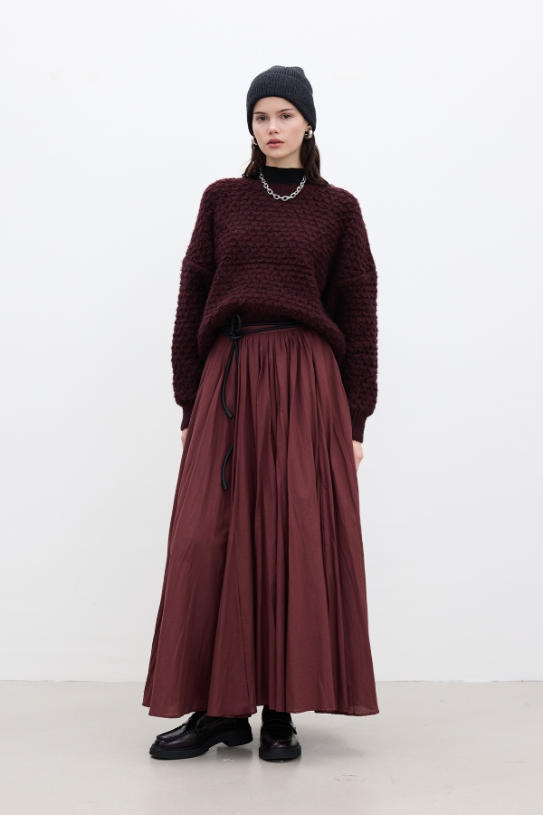 PILISE MAXI SKIRT CLARET RED