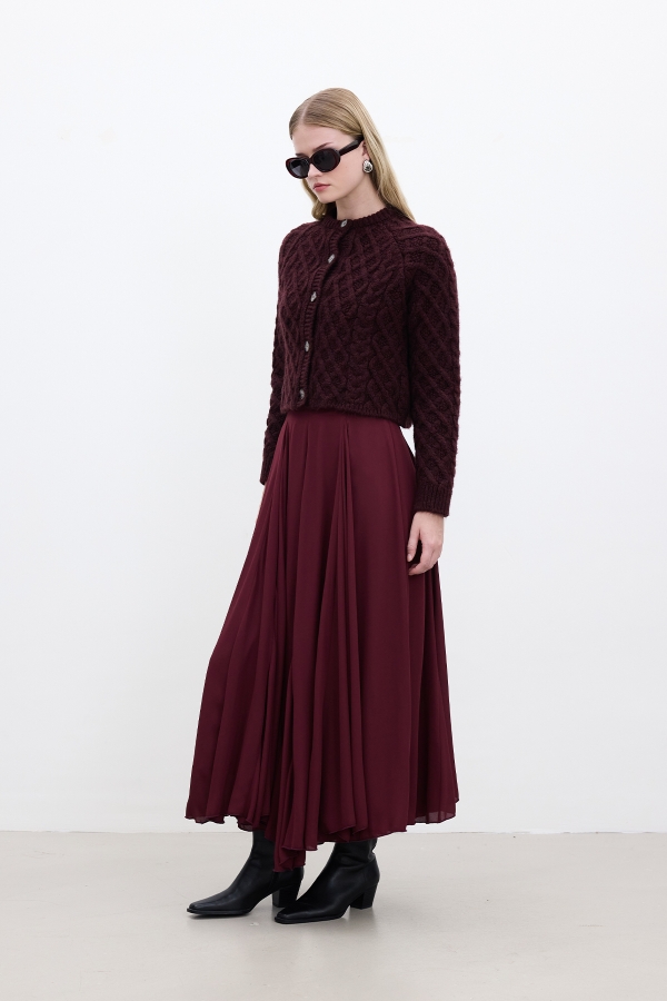 Manuka - SAÇ ÖRGÜLÜ HIRKA BORDO (1)