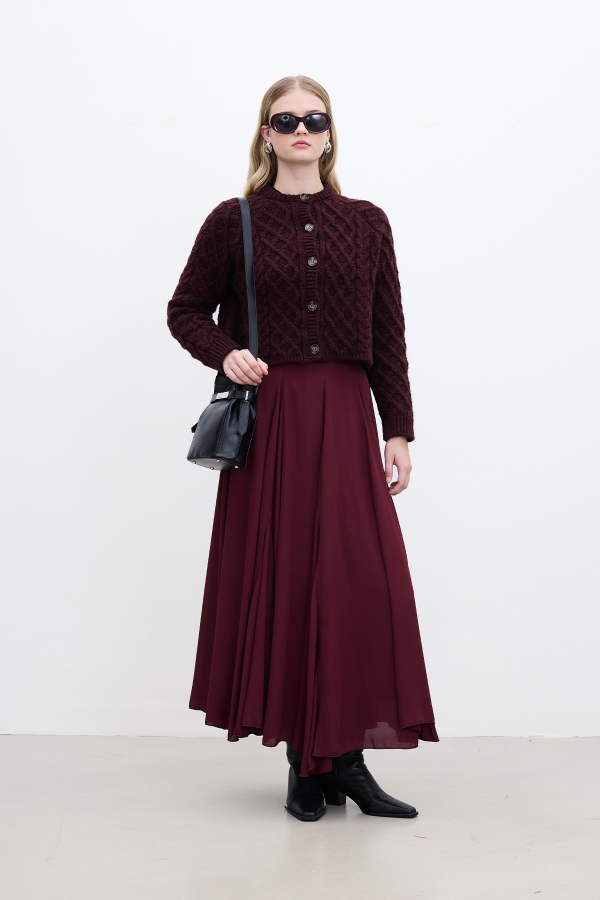 Manuka - WIDE ROLLED SKIRT CLARET RED (1)