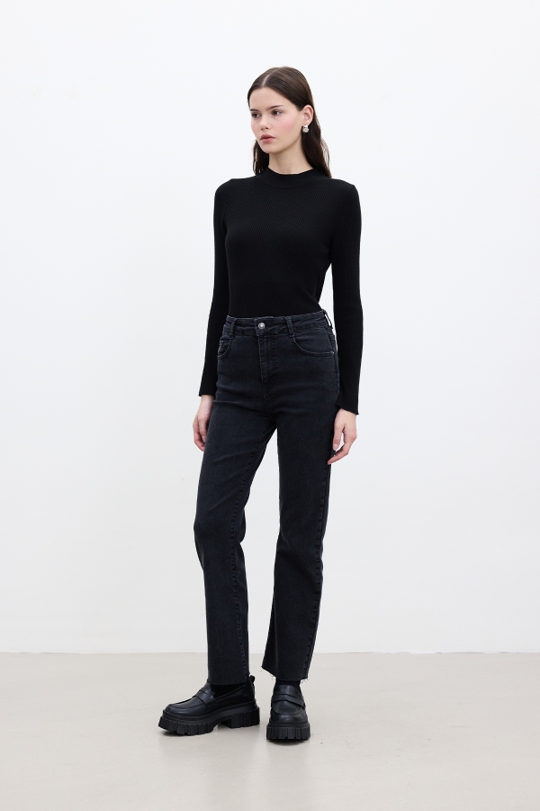 Manuka - HIGH WAIST FLARE JEAN PANTOLON SİYAH (1)