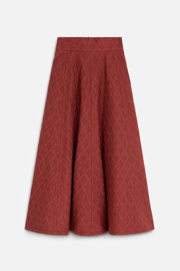 Manuka - QUILTED WIDE SKIRT CLARET RED (1)