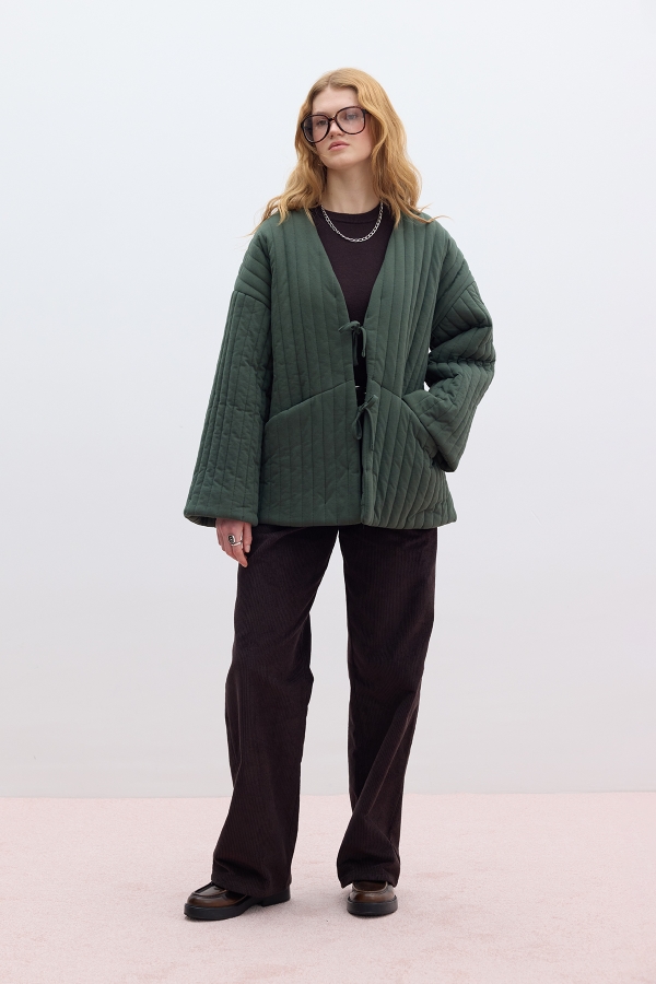 Manuka - QUILTED COAT GREEN (1)