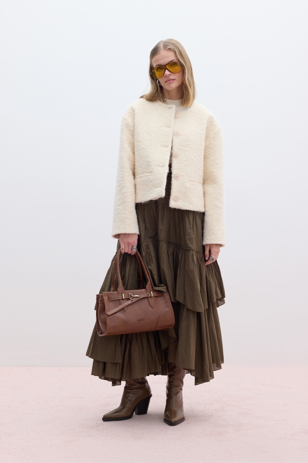 Manuka - FOLDED BOHO VOILE SKIRT KHAKI (1)