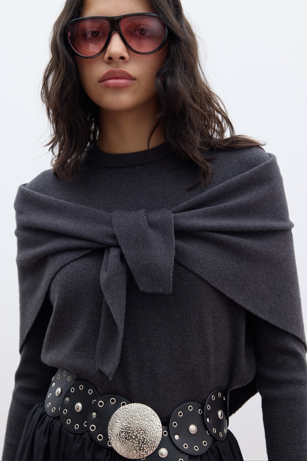 Manuka - SOFT TEXTURED KNIT SWEATER ANTHRACITE (1)