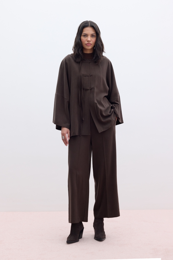 Manuka - TENCEL WIDE LEG PANTS BROWN (1)