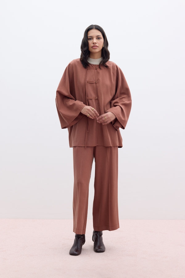 Manuka - TENCEL GENİŞ PAÇA PANTOLON BAKIR (1)