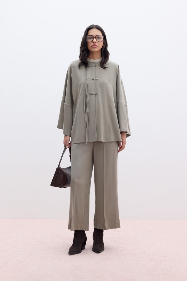 Manuka - TENCEL WIDE LEG PANTS KHAKI (1)