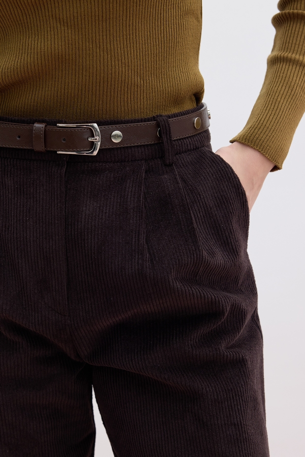 Manuka - METAL STUDDED BELT BROWN (1)