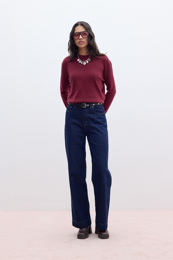 Manuka - SOFT TEXTURED KNIT SWEATER Claret Red (1)