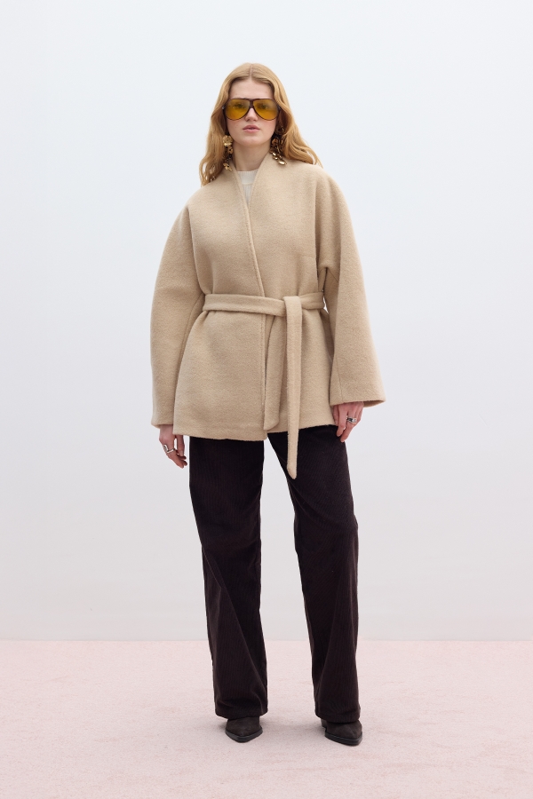 Manuka - THICK CACHET KIMONO COAT MILK COFFEE (1)