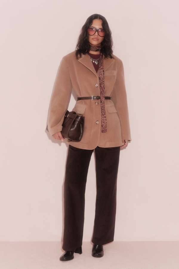 Manuka - TWED VELVET STRAIGHT FIT TROUSERS BITTER BROWN (1)