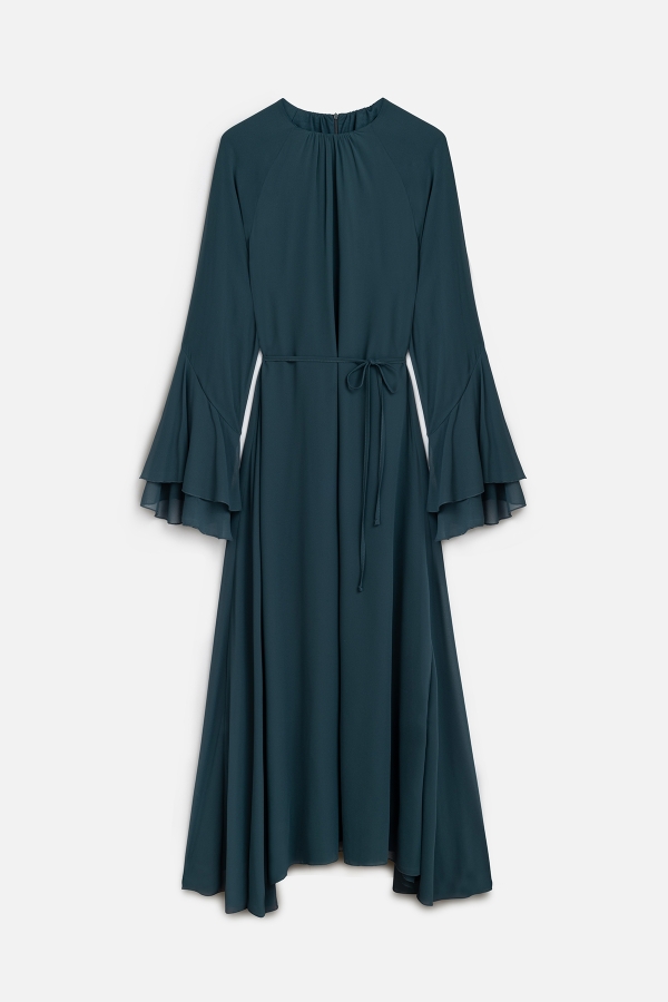 Manuka - CHIFFON FLOUNCED DRESS PETROL (1)
