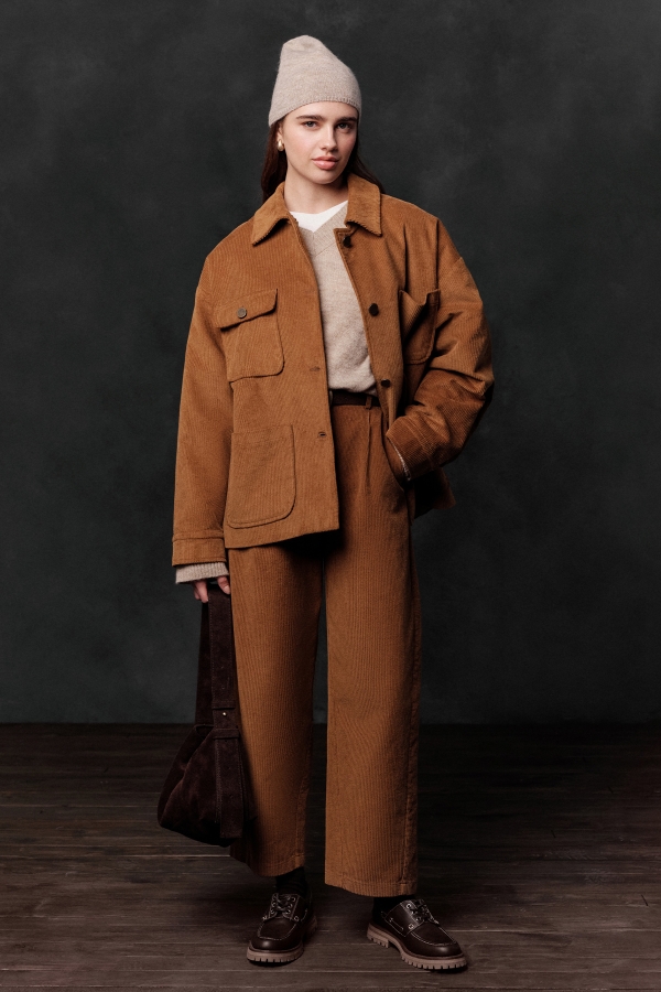 FİTİLLİ KADİFE OVERSIZE CEKET KİREMİT