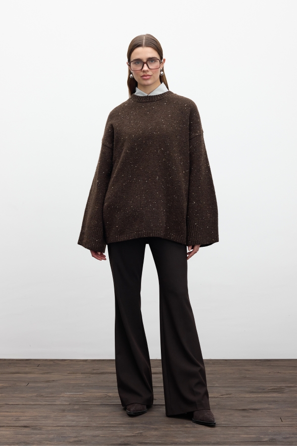 Manuka - WIDE SLEEVE KNIT SWEATER BROWN (1)