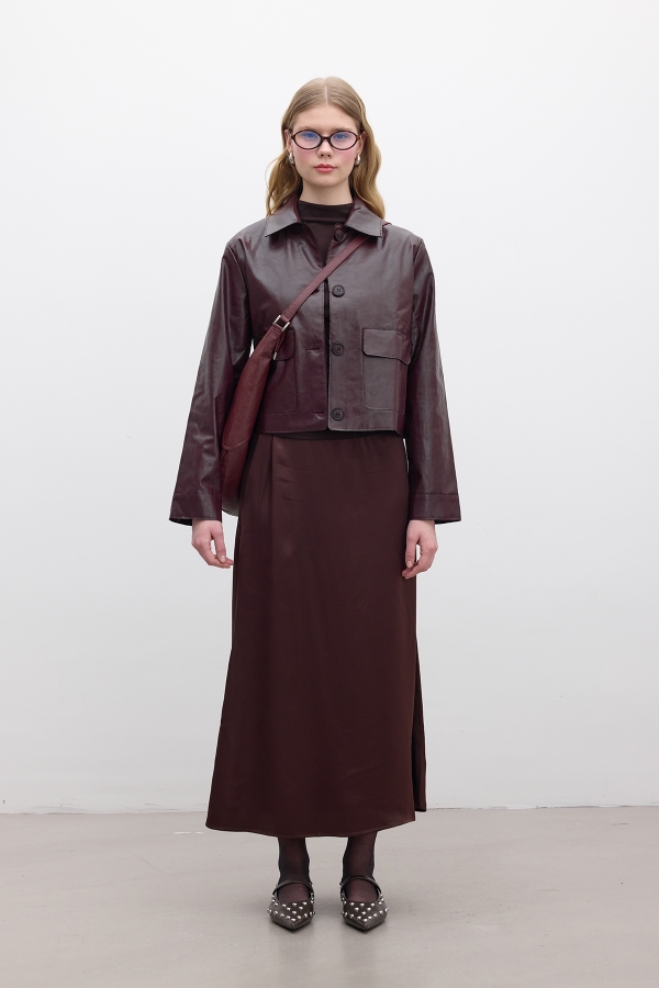 Manuka - LEATHER SHORT JACKET CLARET RED (1)