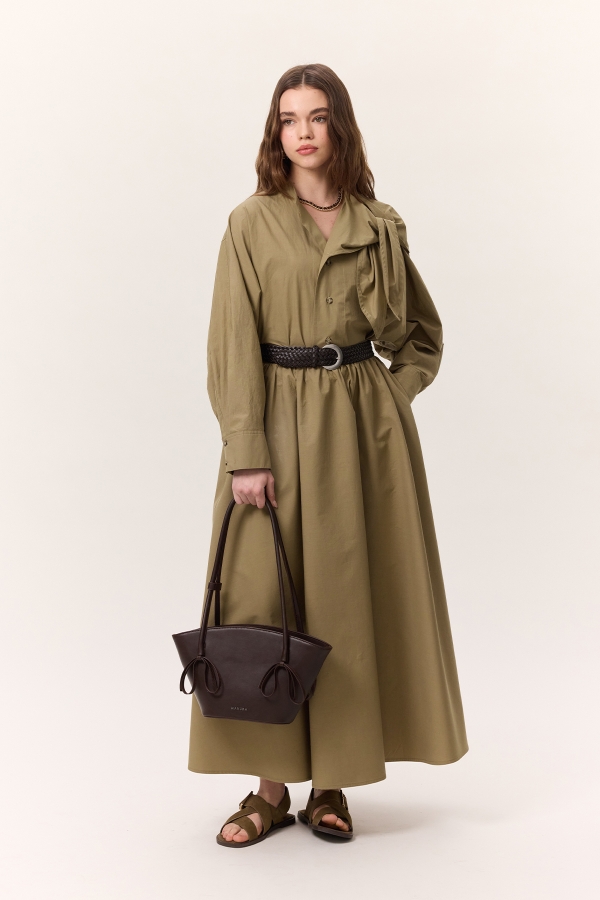 Manuka - TIE DETAILED DESIGN SHIRT KHAKI (1)