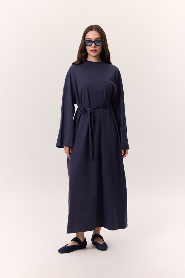 OVERSIZE UZUN RAHAT ELBİSE LACİVERT