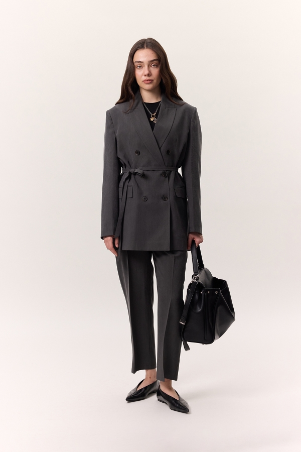 TENCEL PİLELİ PANTOLON ANTRASİT