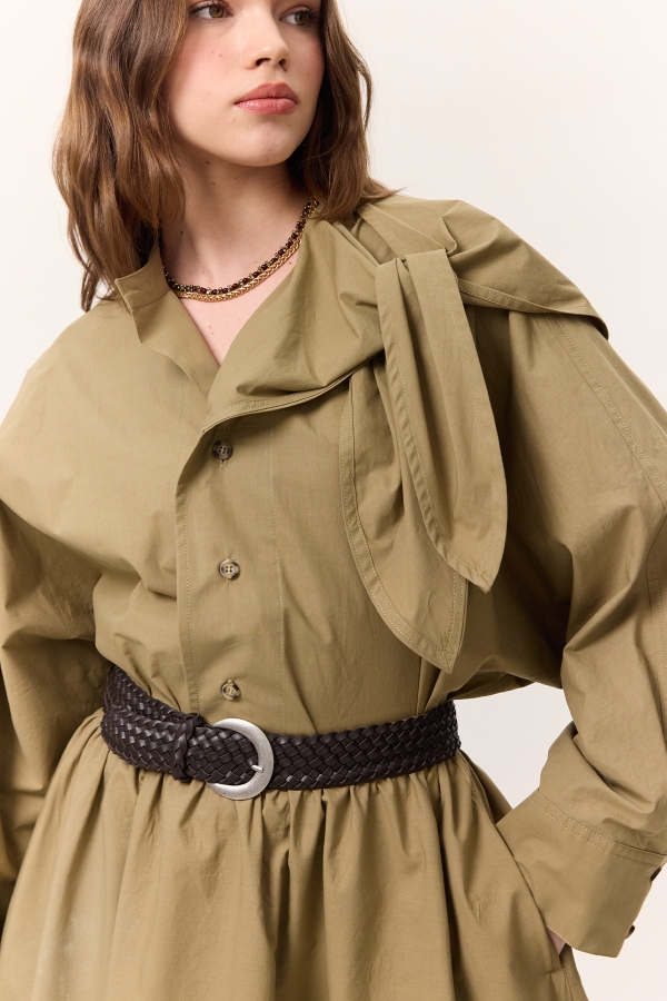 Manuka - BROWN KNITTED LEATHER BUCKLED BELT (1)