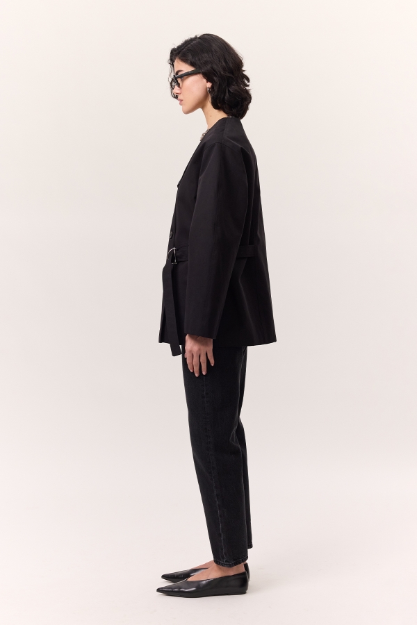 TOKA DETAYLI KRUVAZE TASARIM CEKET SİYAH | Manuka