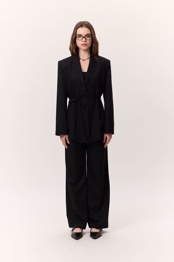 KEMERLİ DÜĞMELİ BLAZER CEKET SİYAH · 5