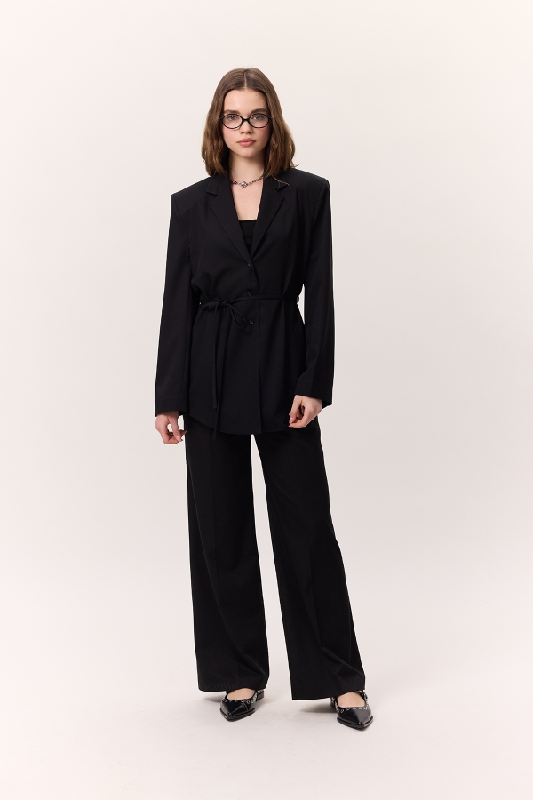 KEMERLİ DÜĞMELİ BLAZER CEKET SİYAH · 6