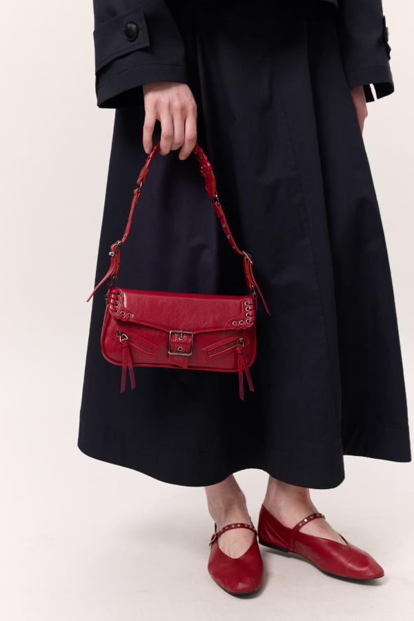 Manuka - Buckle Detailed Shoulder Bag Red (1)