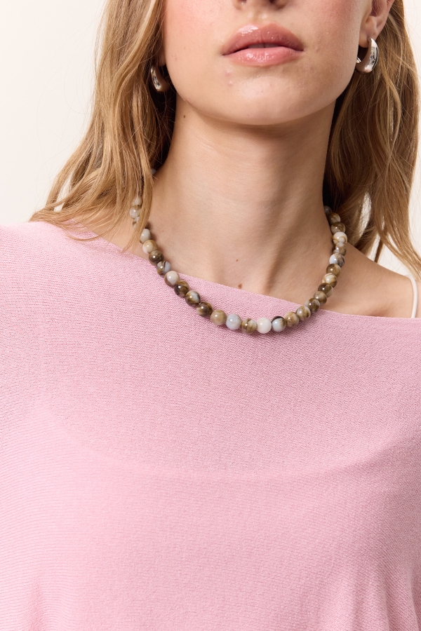 Manuka - Resin Bead Necklace Brown (1)