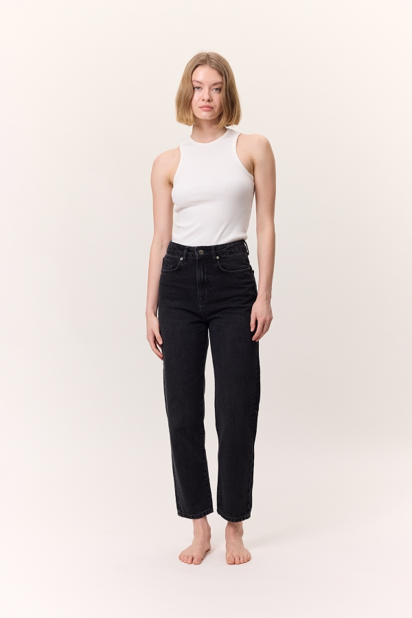 Manuka - HIGH WAIST MOM FIT JEANS BLACK (1)