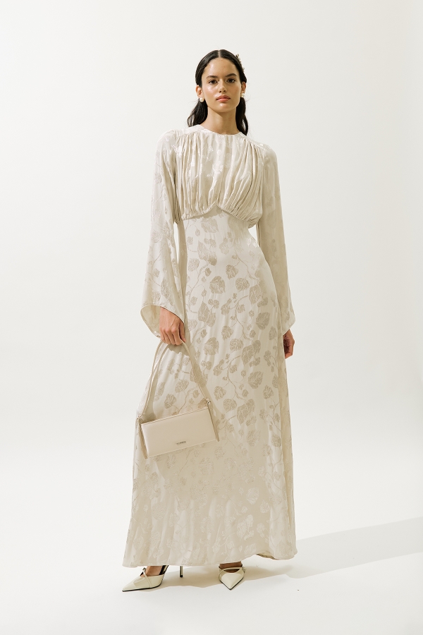 JACQUARD SATIN DRESS VANİLLA | Manuka JACQUARD SATIN DRESS VANİLLA | Manuka