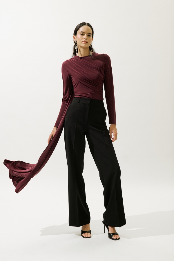 PELERİN DETAYLI BLUZ BORDO