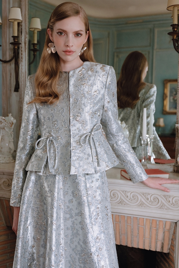 MARY EVENING DRESS JACQUARD JACKET BLUE