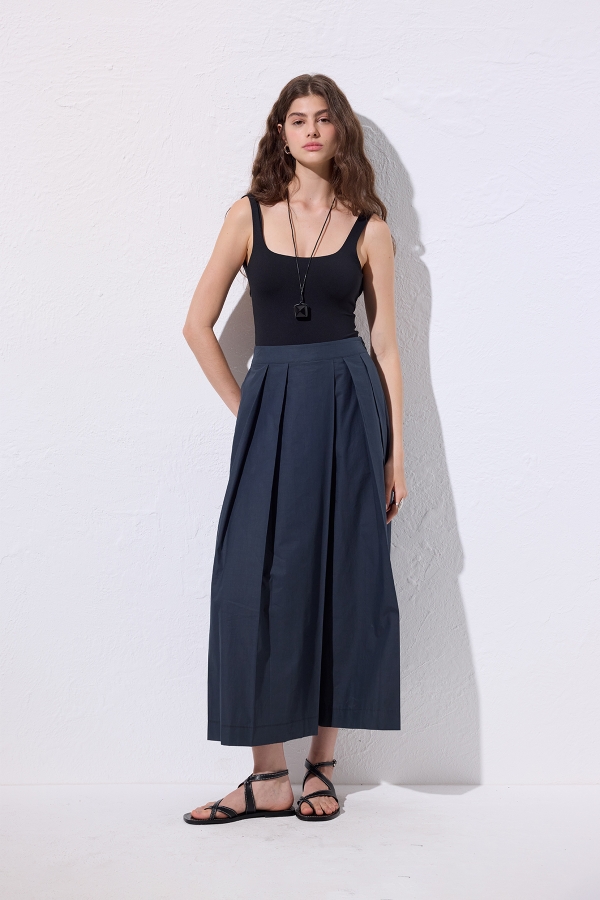 GENİŞ PİLELİ PANTOLON LACİVERT · 3
