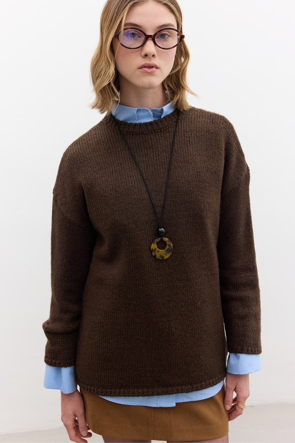 OVERSIZE KAZAK KAHVERENGİ