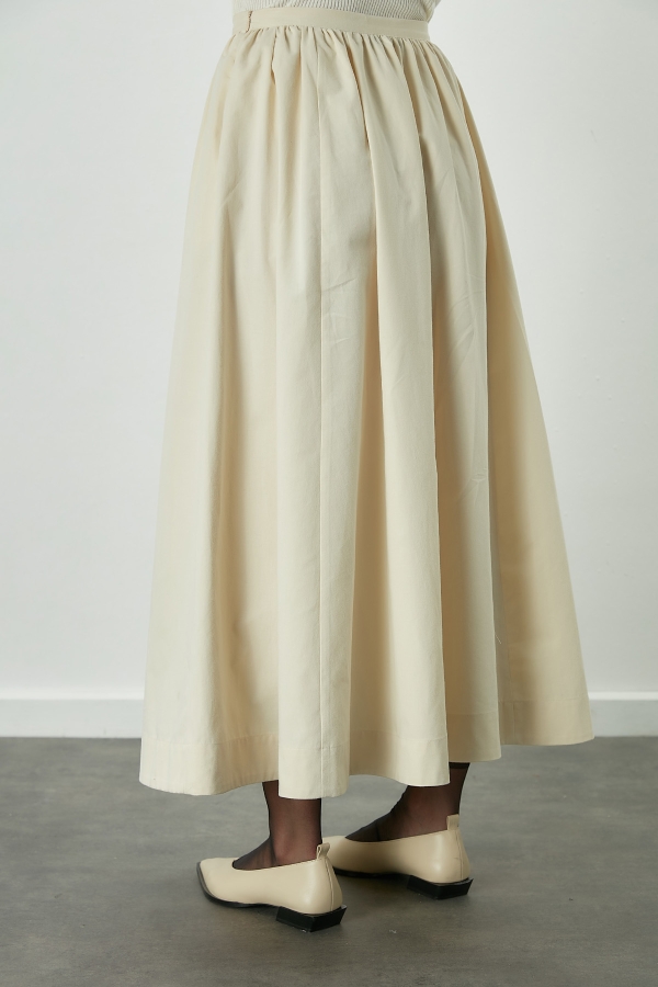 KATY GABARDINE SHIRRED SKIRT VANILLA