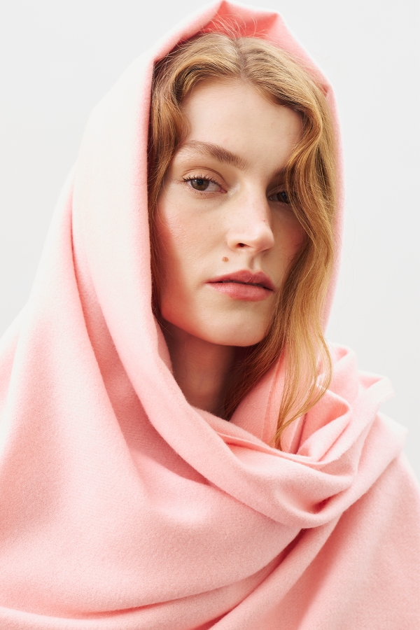 KAŞMİR DOKULU ŞAL PEMBE