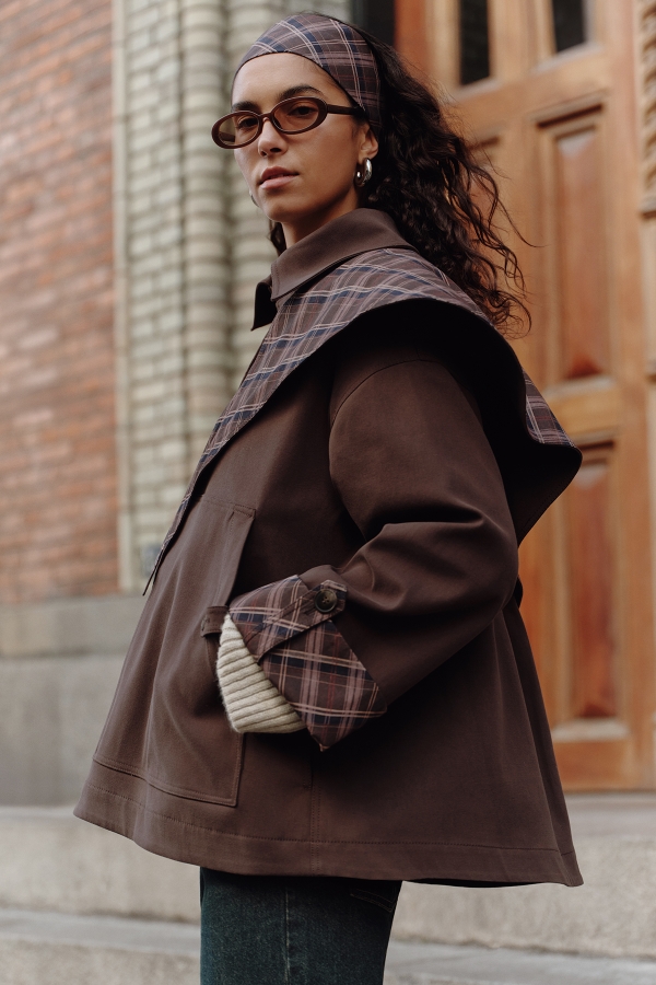 Manuka - GRETA ŞAL DETAYLI PARKA CEKET KAHVERENGİ