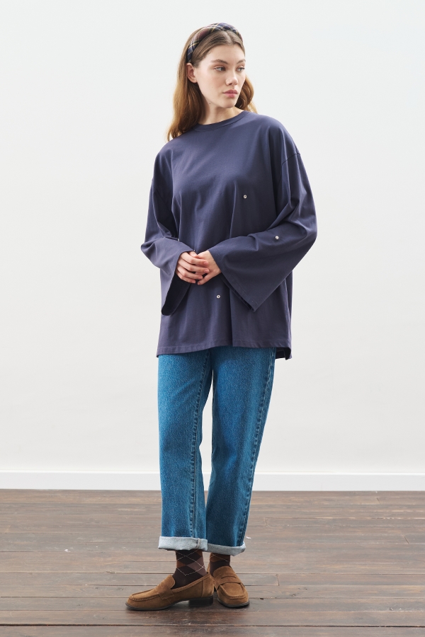 SNAP ADJUSTABLE T-SHIRT NAVY| Manuka