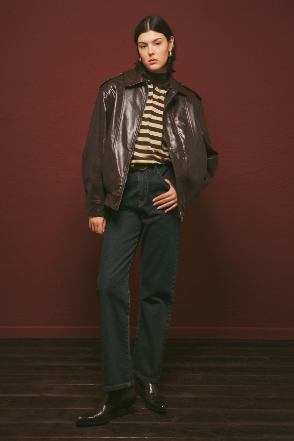 Manuka - RETRO STYLE OVERSIZED LEATHER JACKET LIGHT BROWN