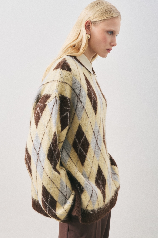 Manuka - BAKLAVA PATTERN KNIT SWEATER BLUE