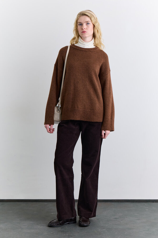 FİTİLLİ KADİFE STRAIGHT FİT PANTOLON ACI KAHVE